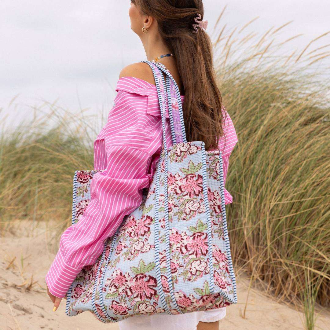 Tote Bag - Licht blauw - Lila - No.9