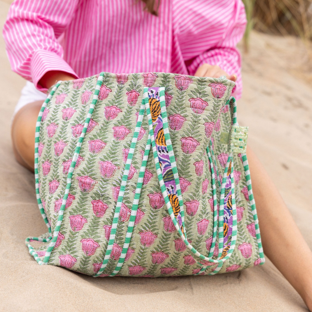 Tote Bag - Groen - Lila - Rits - No.2