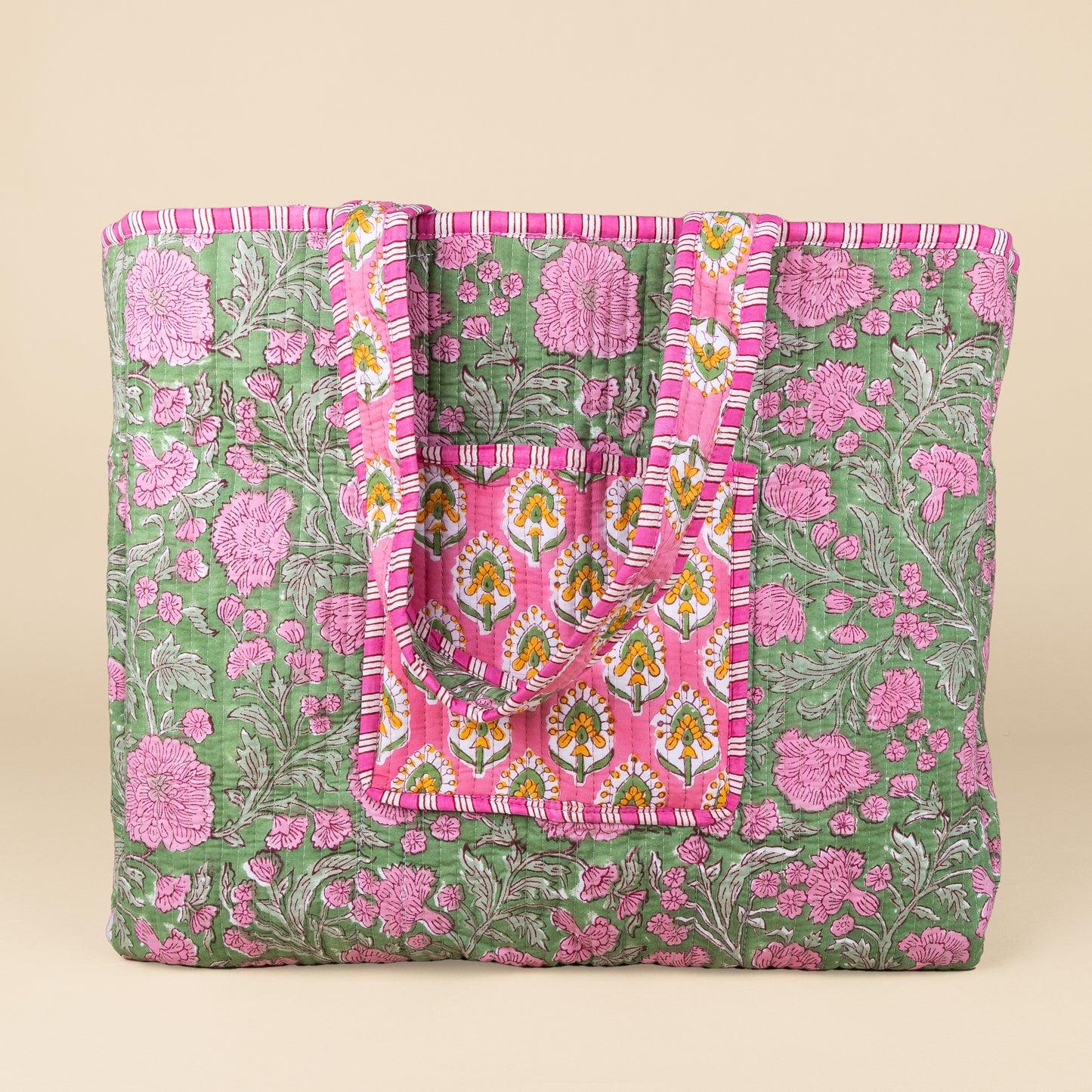 Einkaufstasche - Pink - Grün - Nr. 17