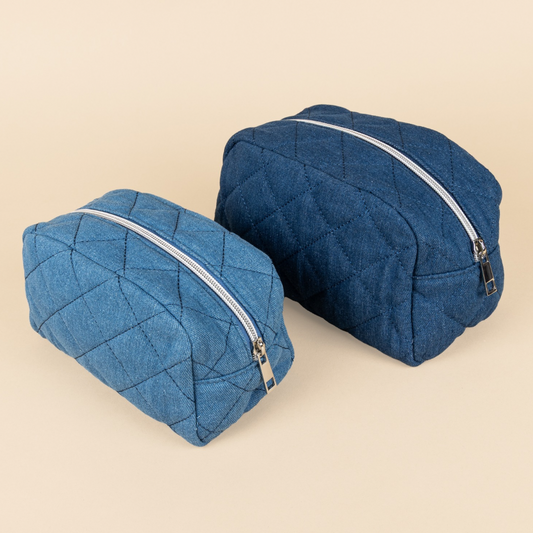 Recycelt - Toilettenbeutel Set - Jeans - Pink