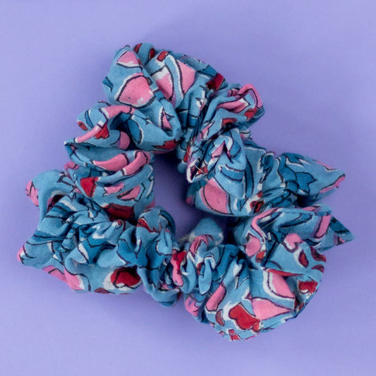 Upcycled scrunchie blue