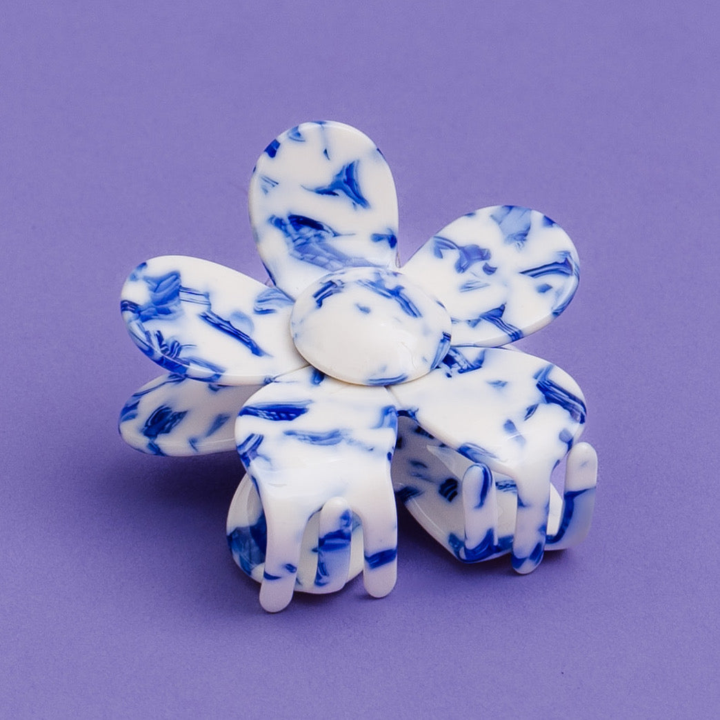 Hairclip Flower- Delft Blue