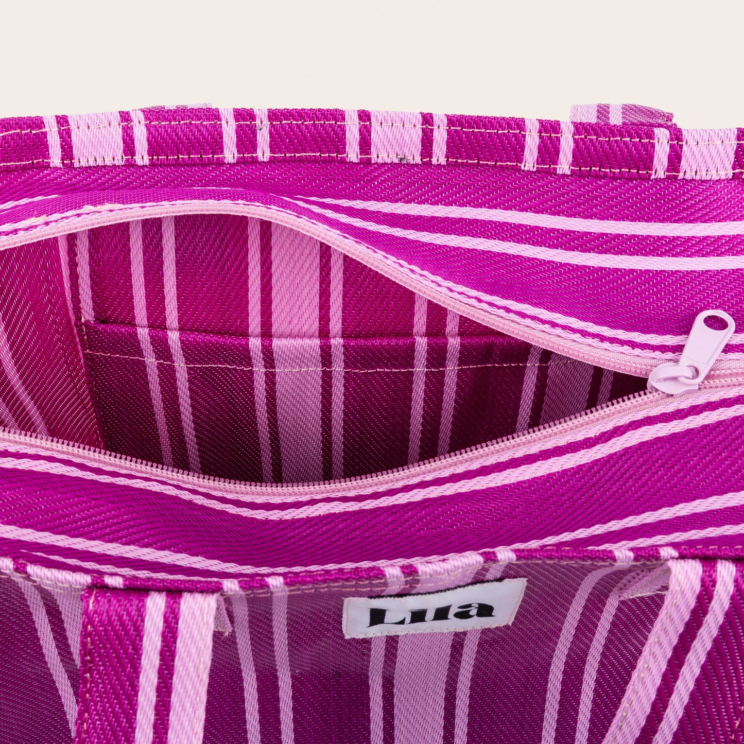 Recycled Nylon Tote - Fuchsia Stripe