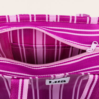 Recycled Nylon Tote - Fuchsia Stripe
