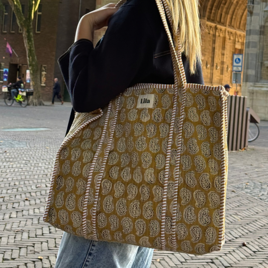 Tote bag - Paisley - Zipper - including toiletry bag -No.1