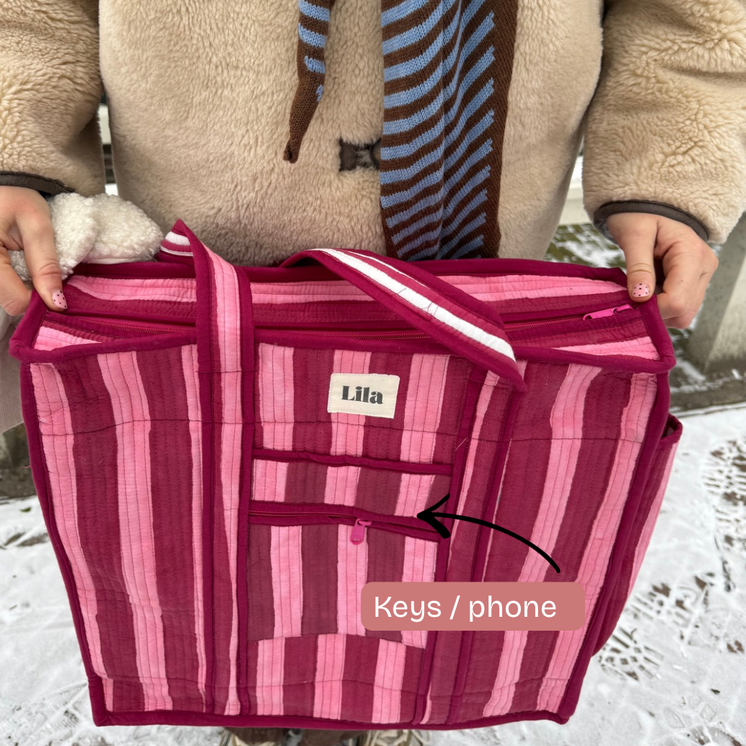 Organized Tote - Burgundy - Stripe - No.1