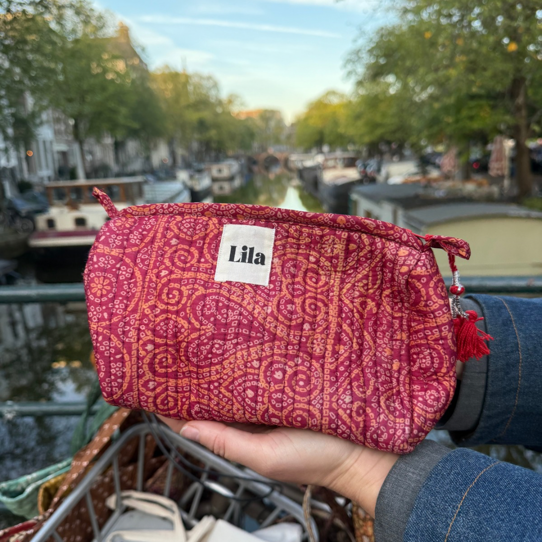 Upcycled tote - no. 11- inclusief toilettas