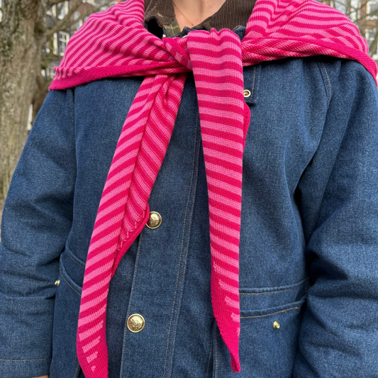 Dreieckstuch – Rosa gestreift – Groß