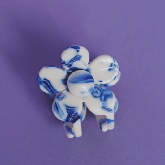 Haarspange Flower Delft Blue-klein