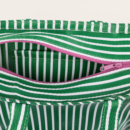 Recycled Nylon Tote - Green Stripe