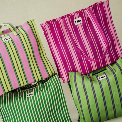Recycelte Nylon-Tasche - Grün-Blau Gestreift