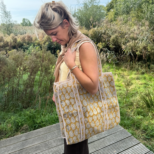 Tote bag - Paisley - Zipper - including toiletry bag -No.1