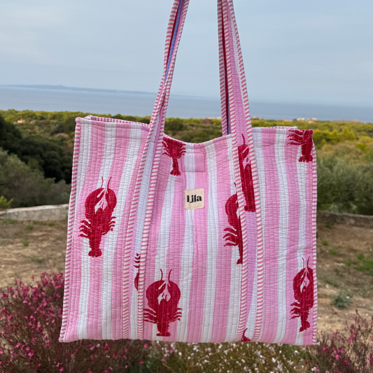 Tote bag - Lobster - inclusief toilettas - Rits - No.12