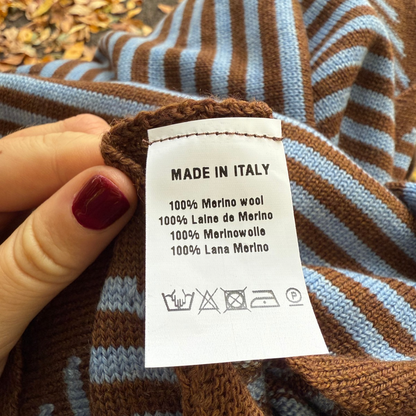 Dreieckstuch - Blau & Brauner Streifen - Klein