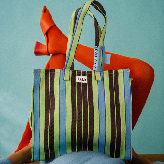 Recycled Nylon Tote - Triple Espresso Stripe