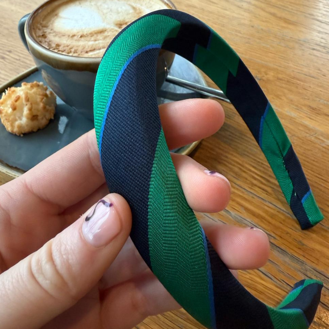 Stropdas haarband- Navy blue green